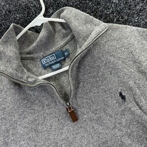 Polo Ralph Lauren Mens XL Gray 1/4 Zip Cotton Pullover Sweater Pony Logo Heather